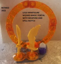 LEGO Minifigure Wizard Magic Portal with Weapons and Spell Bottle