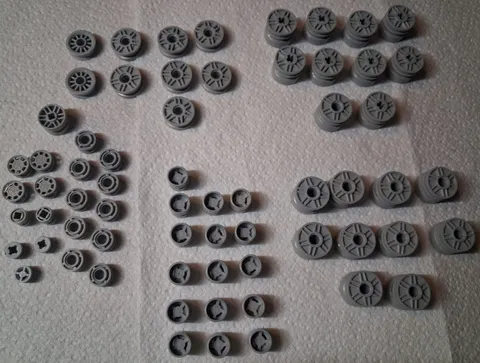 M-1 Lego Lot 65 Assorted Light Bluish Gray Wheel 6014b 30155 56902 55982