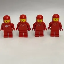 Vintage Lego Red Minifigs Figures Replacement Parts Pieces Lot of 4