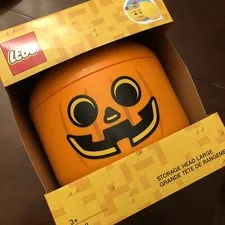 STORAGE HEAD LARGE Lego Orange Pumpkin Stackable Container Toy Halloween 4032
