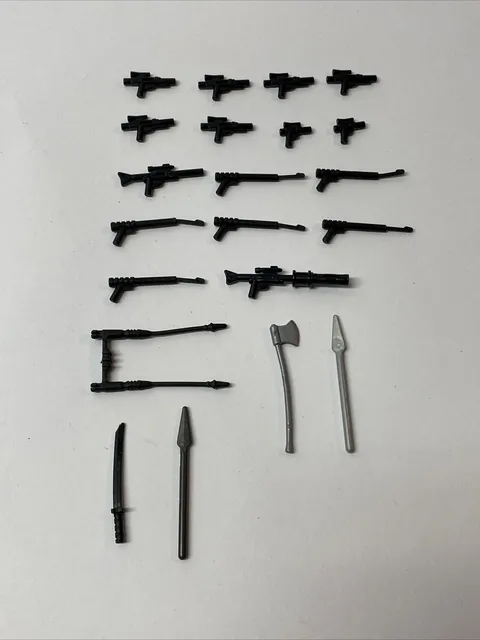 Lot of Lego Star Wars Black Mini Figure Guns Plus Other Various Weapons