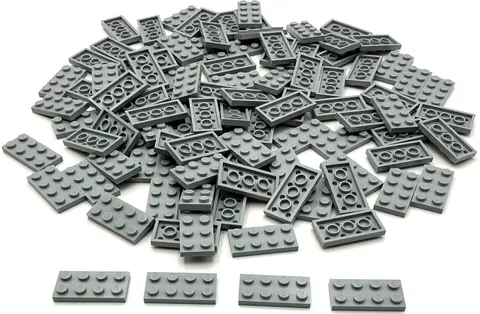 Lego 100 New Light Bluish Gray Plates 2 x 4 Stud Pieces