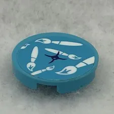 LEGO 14769pb354 Medium Azure Tile, Round 2 x 2 W/ Bottom Stud Holder (x1)