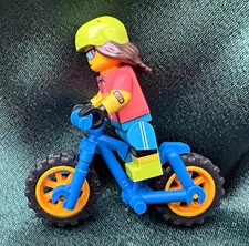 LEGO Mountain Biker Series 19 Minifigure w/ Blue Bicycle, Lime Helmet 71025