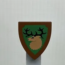 LEGO Castle Triangular Shield Part 3846p48 Forestmen Elk Deer Head Pattern 8823