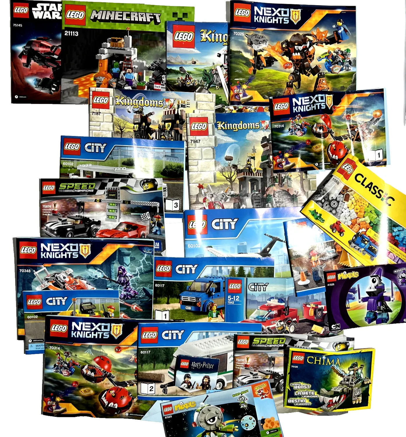 24 Lot of Lego Instruction Manuals Star Wars Nexto City Classic Speed Kingdoms +