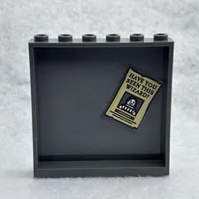 LEGO 59349pb243 Dark Bluish Gray Panel 1 x 6 x 5 W/ Black 'HAVE YOU SEEN?'  (x1)