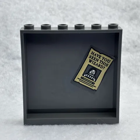LEGO 59349pb243 Dark Bluish Gray Panel 1 x 6 x 5 W/ Black 'HAVE YOU SEEN?'  (x1)
