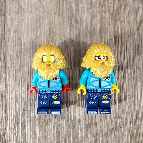 LEGO Minifigure Lot of 2 Custom Blonde Bearded Figures Glasses Goggles