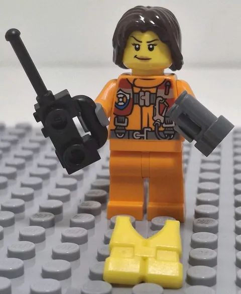 Lego Coast Guard Female Rescuer Minifigure With Life Jacket Binoculars & Radio