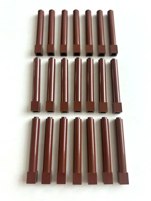 LEGO Bulk Lot of 21 REDDISH BROWN - 1 x 1 x 6 Support Pillar Column 43888