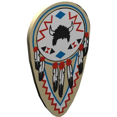 LEGO Minifigure, Shield Oval Black and White Feathers and Buffalo inv.656