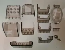 LEGO Lot Windshield, Glass, Transparent Gray, 12 Pieces