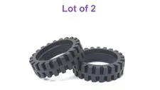 Lego 24mm D. x 7mm Tire with Offset Tread Band Around Center of Tread Lot of 2