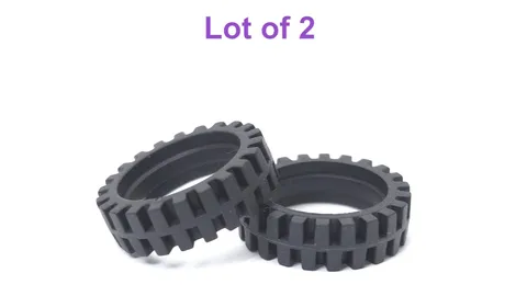 Lego 24mm D. x 7mm Tire with Offset Tread Band Around Center of Tread Lot of 2
