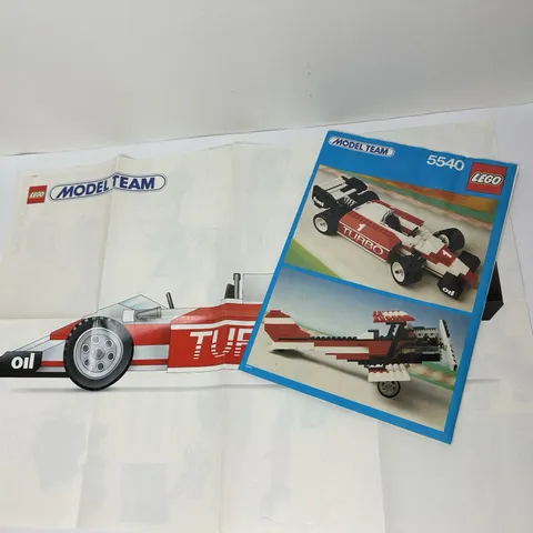 Vintage 1986 Lego Model Team 5540 Instruction Manual Poster ONLY Race Car Plane