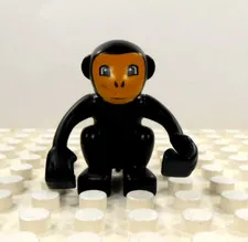 Lego Duplo Figure Monkey small black arms move curly tail