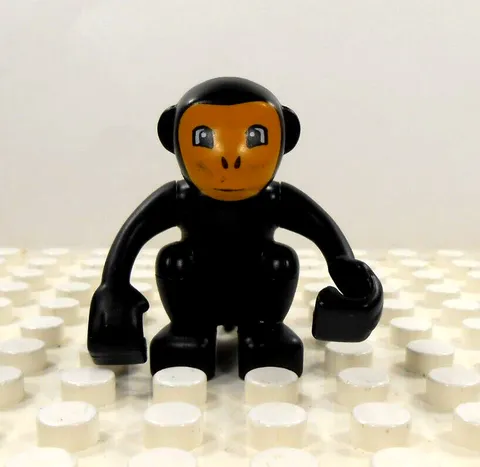 Lego Duplo Figure Monkey small black arms move curly tail