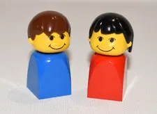 LEGO Basic Figure - Retired 1992 Finger Puppet - Male 4224c02 & Female 4224c01