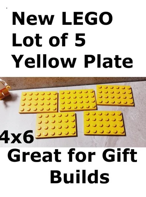 LEGO Assorted Plate Set Lot of 5 Yellow Plates size Baseplate Build On Base 4x6