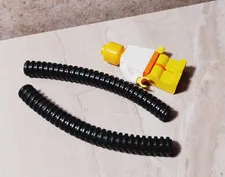 New LEGO Technic Ribbed Hose Tube Lot of 2 Black 8L Hollow 6.4cm Build Create