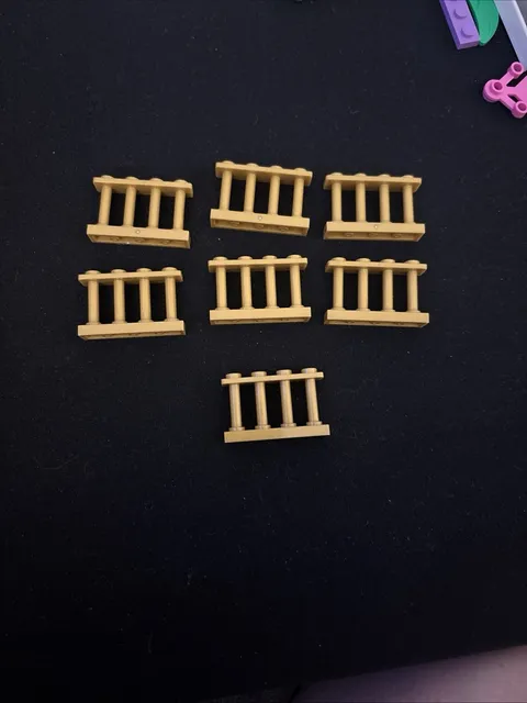 Lot of 7 Lego Pearl Gold Fence Pieces