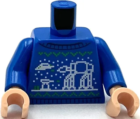 Lego New Blue Minifigure Torso Knit Fair Isle Holiday Sweater with White SW Part