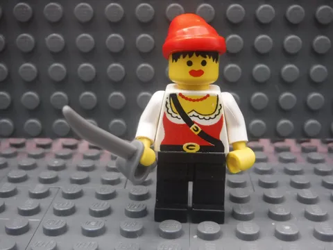Lego Pirates pi057 Pirate Female Black Legs Red Bandana Minifigure Sword