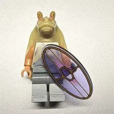 LEGO Star Wars Jar Jar Binks Minifigure w/ Tan Headpiece Cape & Shields