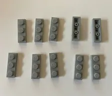 LEGO 1x3 LIGHT GRAY PLATE (10 pieces) #3623 Dots Building Blocks Parts