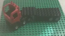 Lego Duplo - Large Red And Black Flatbed Truck With Trailer Rig Piece  *
