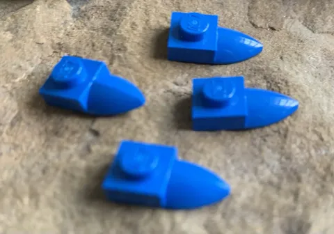 Lego Blue 1x1 Plate With One Side Claw, Tooth, 49668 (028-414). 4 Pieces