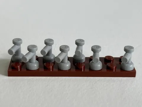 7 pcs Lego Tap without Hole in Nozzle End Grey Gray 1 x 1 Stud Part 4599