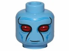 NEW LEGO Alien Blue Head YOU WILL BE ASSIMULATED Red Eyes Blue Creepy Halloween