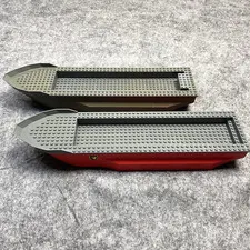 Lot of 2 Lego Boat Ship Hull Red Green Damaged Sold AS/IS *Please Read*