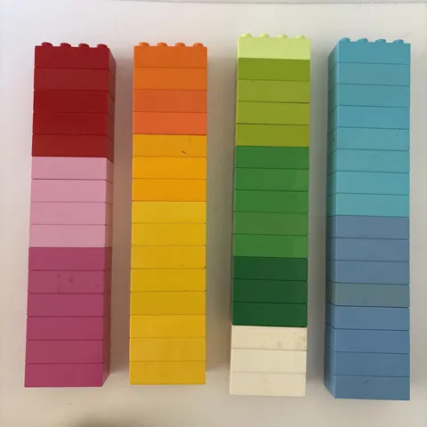 Lego Duplo Lot of 62 2x4 Bricks Red Pink Yellow Green Blue White