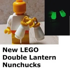 New LEGO Glow Nunchucks Numchucks Nun chucks  Double Lantern Glowing Gold Chain