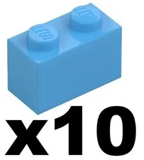Lego New Part 3004 - Qty 10 - BRICK Medium Blue 1 x 2 Stud Pieces D899