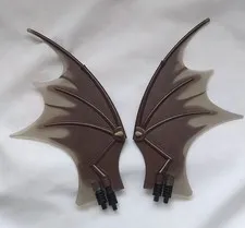 Pair (2) Authentic Lego Dragon WINGS 19 X 11 Brown and Clear #57004/51342