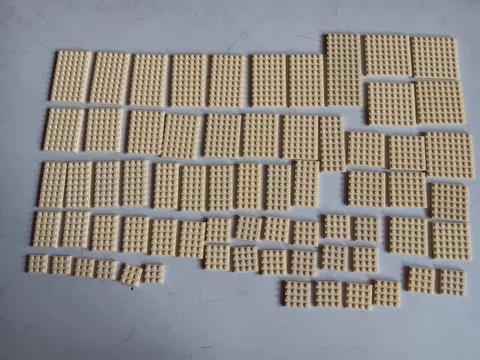 LEGO BULK LOT 68 TAN FLAT PLATES 3X3 4X4 4X6 4X8 4X10 6X6 6X8 6X10 6X14 8X8