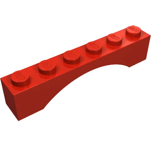 LEGO Part 3455 - Red Brick Arch 1 x 6