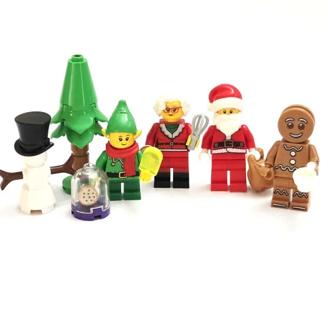 LEGO Christmas Minifigure Lot Santa Mrs Claus Gingerbread Snowman Elf Tree Gift