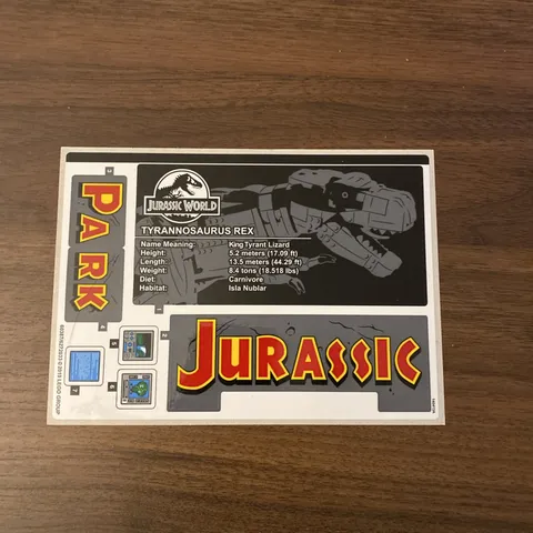 LEGO 75936 Jurassic Park: T Rex Rampage -- NEW STICKER SHEET ONLY -- 2019 World