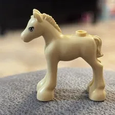 Lego Foal Horse Miniature Cream Colored Tan Toy Figure Farm Animal Pretend Play