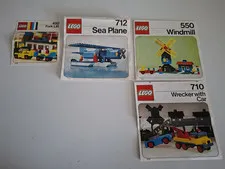 VINTAGE LEGO INSTRUCTIONS  450 712 710 550 Windwill, Seaplane, Wrecker  1973 -75