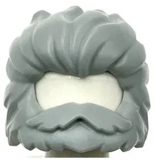 Lego New Light Bluish Gray Minifigure Hair Swept Back and Wavy with Short Beard