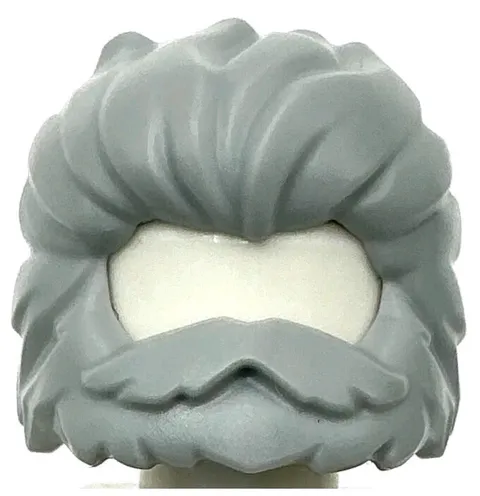Lego New Light Bluish Gray Minifigure Hair Swept Back and Wavy with Short Beard