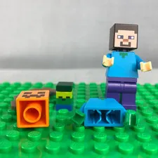 LEGO MINECRAFT Minifigure Accessory Lot Steve Zombie Pumpkin head Bomb Bow