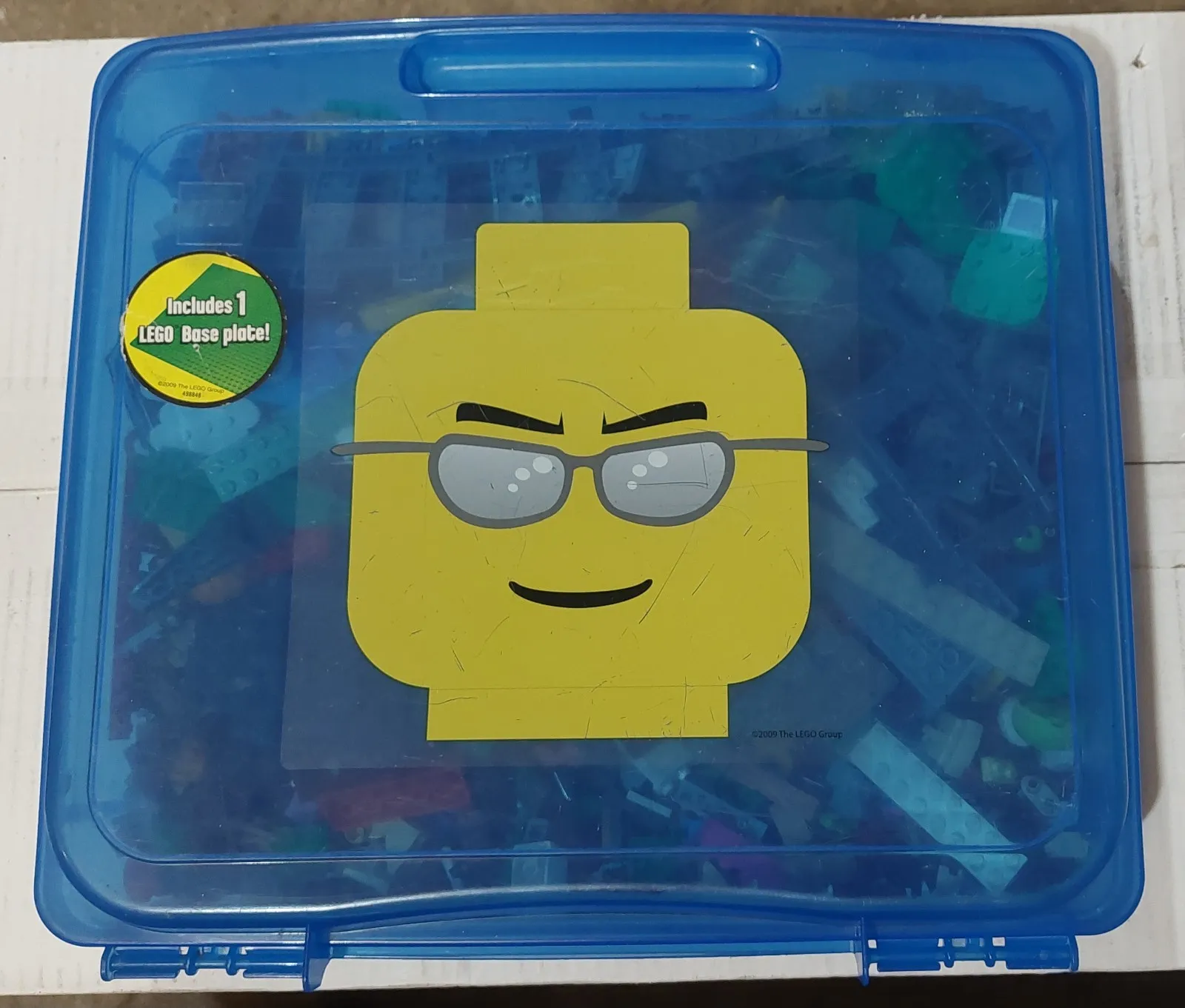 Lego Storage Case Full Of Legos W/ Sun Glasses 13x11 Carrying Tote Case 2013 
