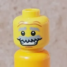 New LEGO Old Man Head Big Smile Bushy Mustache Grandpa Dad Father Gramps Yellow